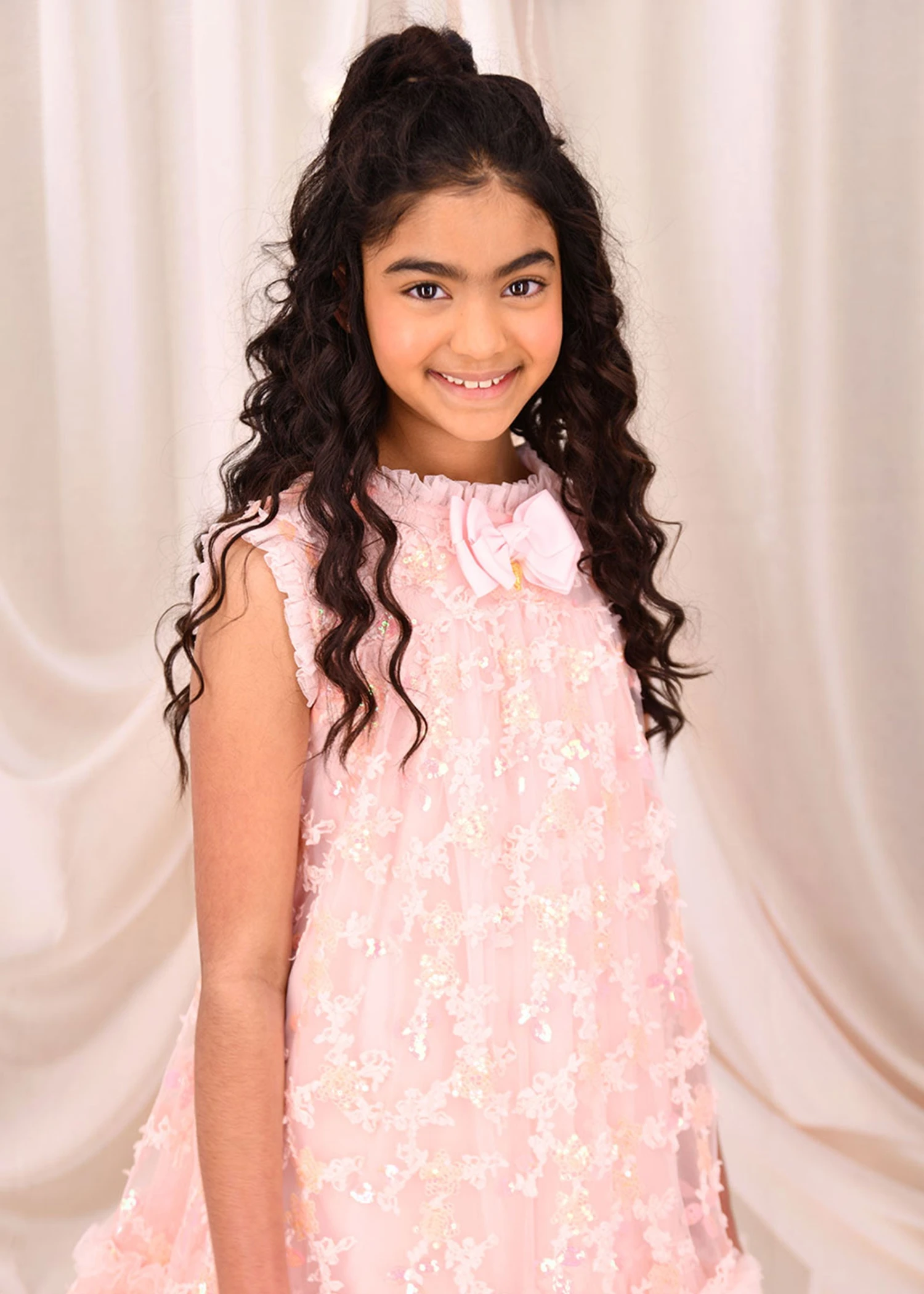 Tilly Sequin Flower Tulle Dress Pale Pink 5 Tilly Sequin Flower Tulle Dress Pale Pink - Image 5