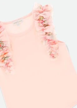 Toni Ruffle Trim Top Peach Primrose -Angels-Face Shop Toni Top Peach Detail