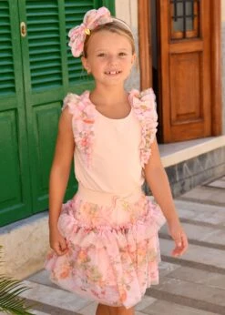 Toni Ruffle Trim Top Peach Primrose -Angels-Face Shop Toni Top Peach Campaign 1