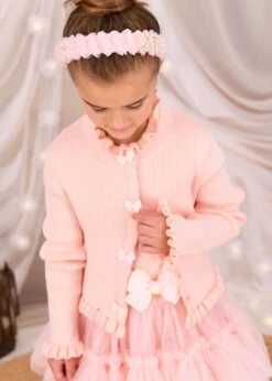 Tyler Ribbed Cardigan Peach 6 Tyler Ribbed Cardigan Peach -Angels-Face Shop Tyler Cardigan Peach Lifestyle