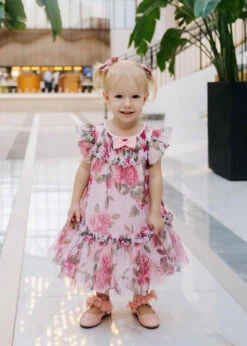 Rosebud Roses Tulle Baby Dress Pink -Angels-Face Shop rosebud1